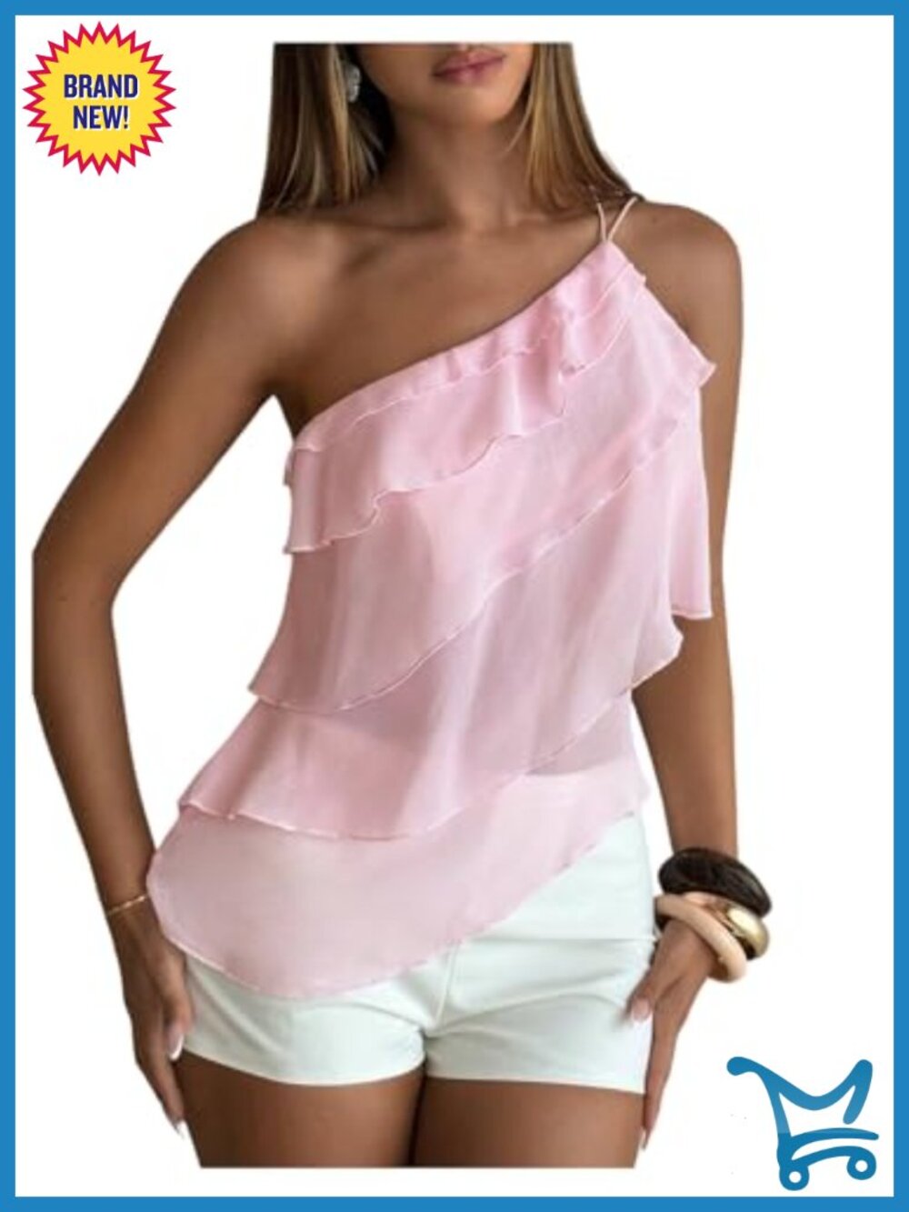 Y2K Ruffle Asymmetrical One Shoulder Sleeveless Cami Top